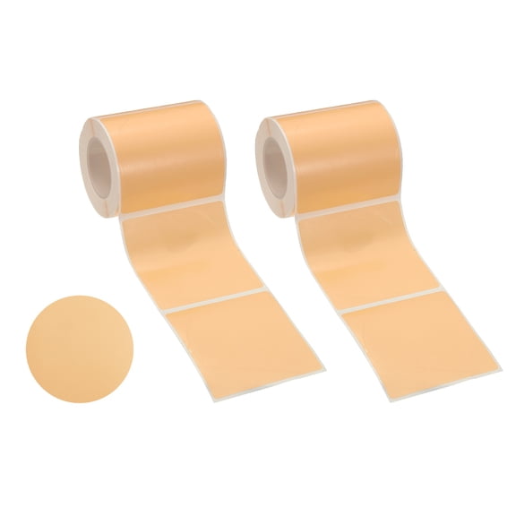 Uxcell 280 Pcs Thermal Labels, 2x2" Round Thermal Printer Labels Stickers Self Adhesive Tags Paper 2 Rolls Small Waterproof for Printer Small Business Name Tag Barcode, Khaki
