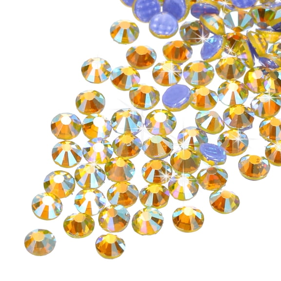 Uxcell 288 Pcs Hotfix Rhinestones Flatback Crystal Glass Gems (SS30 6.6mm,Yellow )