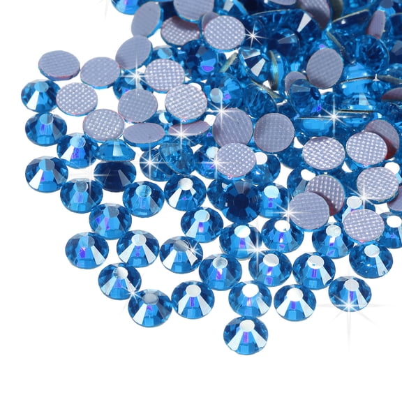 Uxcell 288 Pcs Hotfix Rhinestones Flatback Crystal Glass Gems (SS34 7.3mm,Bright Blue)