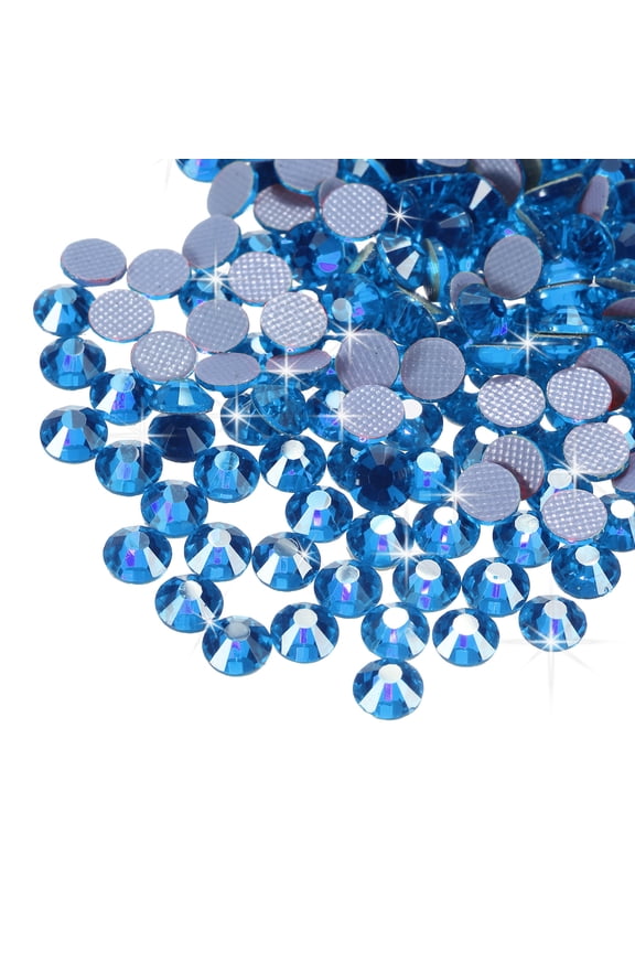 288 Pcs Hotfix Rhinestones Flatback Crystal Glass Gems (SS34 7.3mm,Bright Blue)