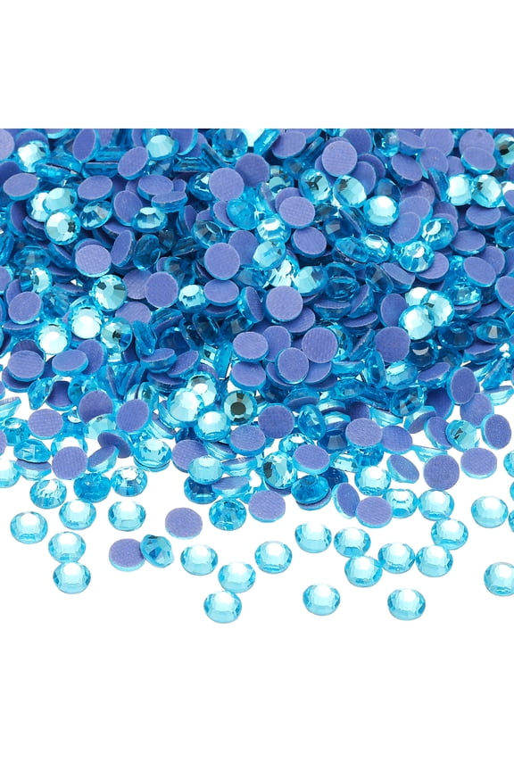 2880 Pcs Hotfix Rhinestone Flatback 2mm Gem Crystal Round Resin Trims Beads Gem for Crafts Clothes DIY Decoration Nail Art, (SS6, Light Blue)