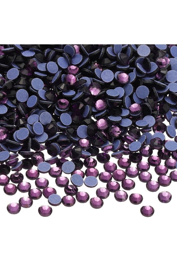 2880 Pcs Hotfix Rhinestone Flatback 2mm Gem Crystal Round Resin Trims Beads Gem for Crafts Clothes DIY Decoration Nail Art, (SS6, Purple)