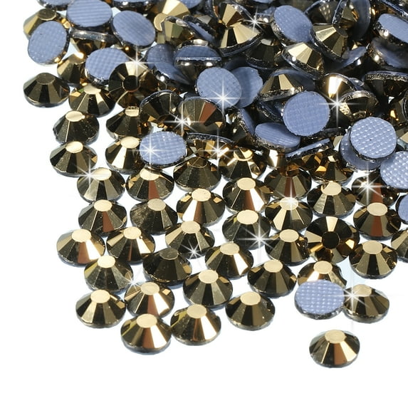 Uxcell 2880 Pcs Hotfix Rhinestones Flatback Crystal Glass Gems SS6 2mm Bright Gold