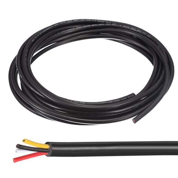 Uxcell 28AWG Electrical Wire 4 Conductors Tinned Copper 16.4Ft Low Voltage Case Flexible Extension Power Cord Black