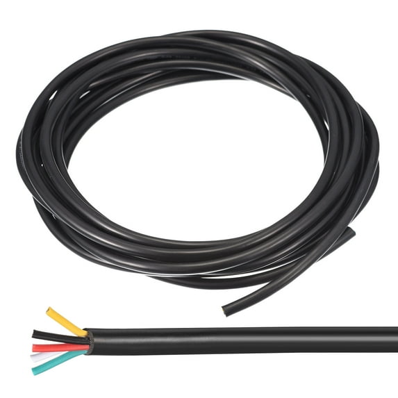 Uxcell 28AWG Electrical Wire 5 Conductors Tinned Copper 16.4Ft Low Voltage Case Flexible Extension Power Cord Black