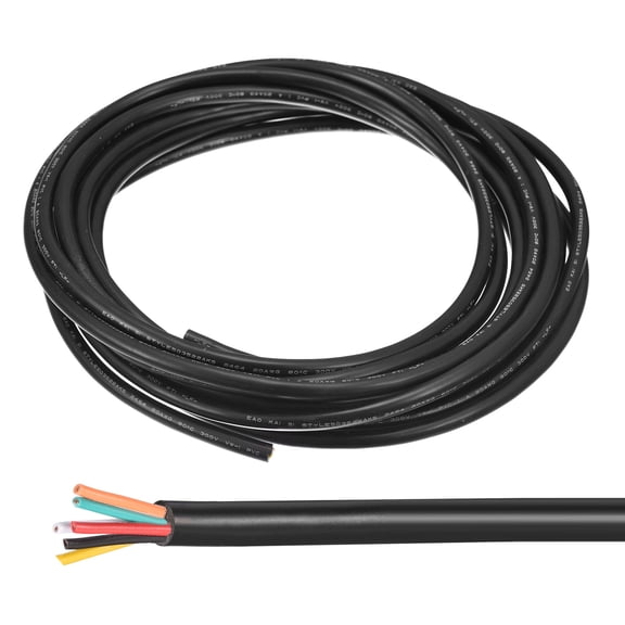 Uxcell 28AWG Electrical Wire 6 Conductors Tinned Copper 16.4Ft Low Voltage Case Flexible Extension Power Cord Black
