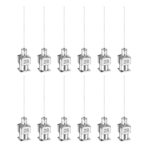 Uxcell 28G Stainless Steel Dispensing Needles, 1" Glue Needle Tube Blunt Tip 12 Pack