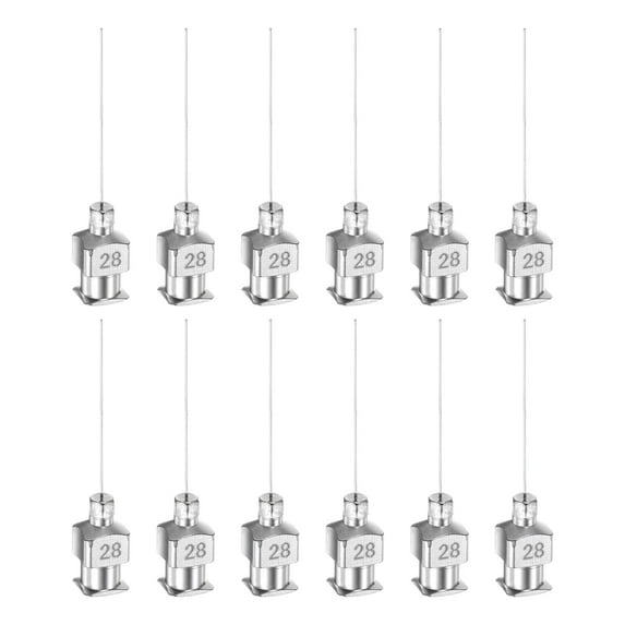 Uxcell 28G Stainless Steel Dispensing Needles, 1" Glue Needle Tube Blunt Tip 12 Pack