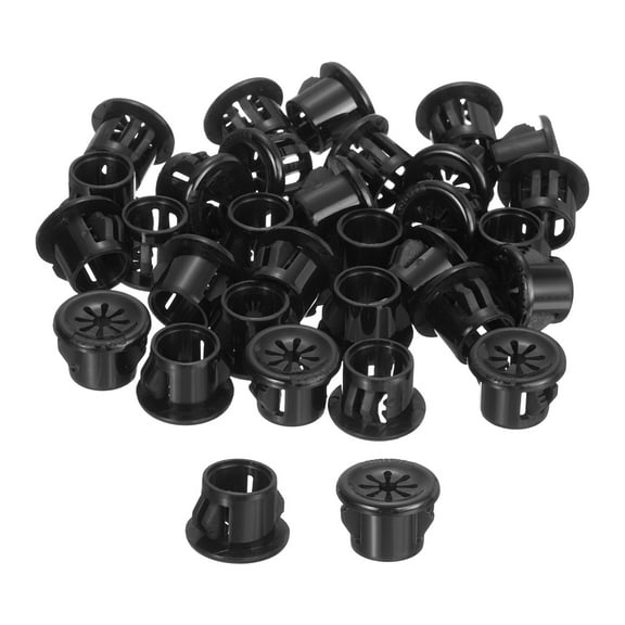 Uxcell 28Pack Cable Grommets, Snap Bushing Grommet for Holes with 0.43"(11mm) Mounting, Round Nylon Snap in Cable Desk Grommet for Cables and Cords Management, Black