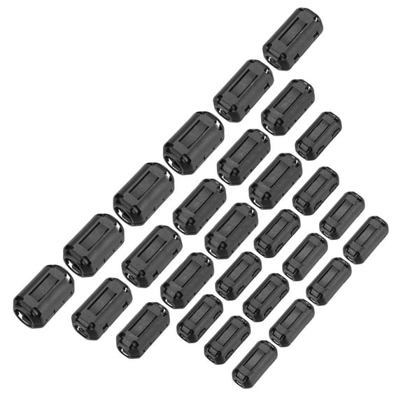 Uxcell 28Pcs 5 Sizes Clip-on Ferrite Ring Core, Ferrite Bead EMI RFI Noise Cable Clip for 3.5mm/5mm/7mm/9mm/13mm Diameter Cable, Black