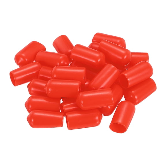 Uxcell 28Pcs Silicone End Caps, 11mm(7/16") ID22mm(7/8") Height Round Screw Thread Protectors Flexible Screw Bolt Covers Caps for Metal Tube Rod Bolt, Red