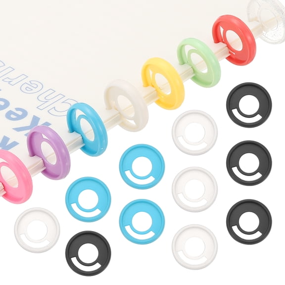 Uxcell 28mm 1.1" Plastic Round Book Binding Discs, Black/White/Blue Pcs Discbound Expansion Discs Pen Insertable Plating Round Binder Rings, Black/White/Blue