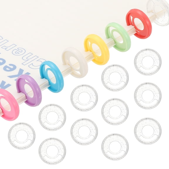 Uxcell 28mm 1.1" Plastic Round Book Binding Discs, Clear Glitter Pcs Discbound Expansion Discs Pen Insertable Plating Round Binder Rings, Clear Glitter
