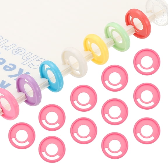 Uxcell 28mm 1.1" Plastic Round Book Binding Discs, Hot Pink Pcs Discbound Expansion Discs Pen Insertable Plating Round Binder Rings, Hot Pink