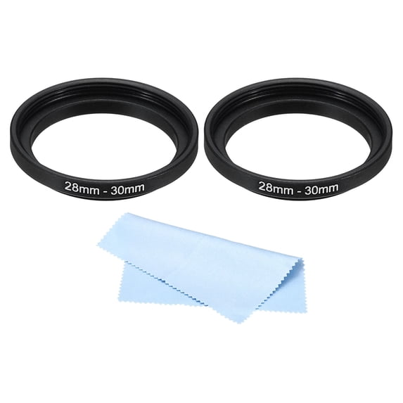 Uxcell 28mm-30mm Step Up Ring with Cleaning Cloth, 2 Pack Camera Lens Filter Adapter Ring, Black
