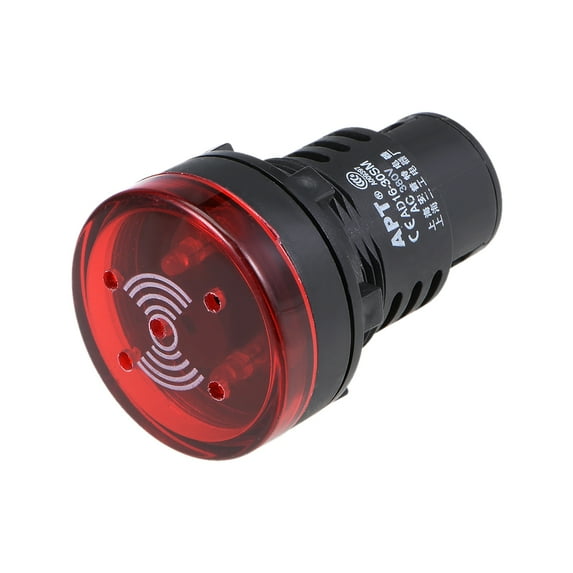 Uxcell 28mm AC 380V with Buzzer Flashing Alarm Dashboard LED Indicator Light Red