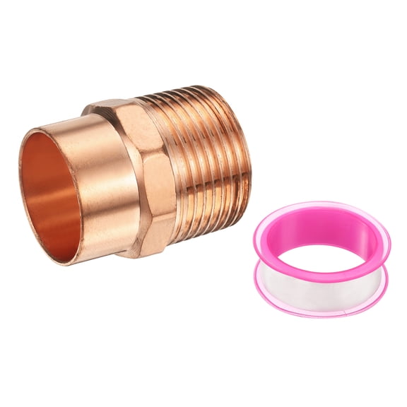 Uxcell 28mm ID x 1"G Male Adapter Fitting, with C x M Connection Copper Pipe Adapter Fittings Threaded Tubing Connectors for HVAC Residential Commercial