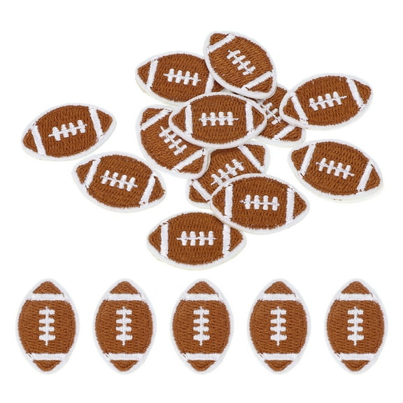 Uxcell 28mm Iron on Patches for Clothes, 12 Pack Football Patch Hot Melt Adhesive Sew Appliques, Brown