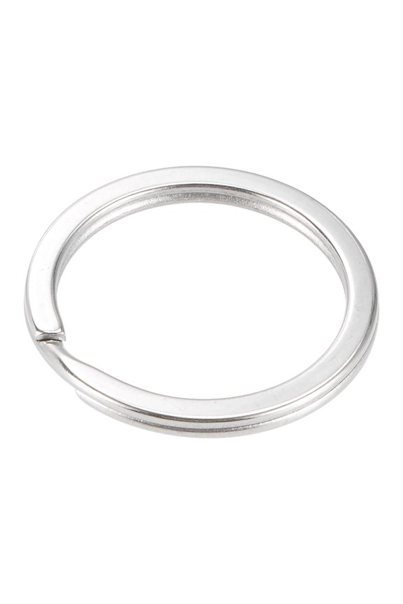 28mm O.D. Stainless Steel Flat Open Split Keyring Connector Silver Tone 20 Count