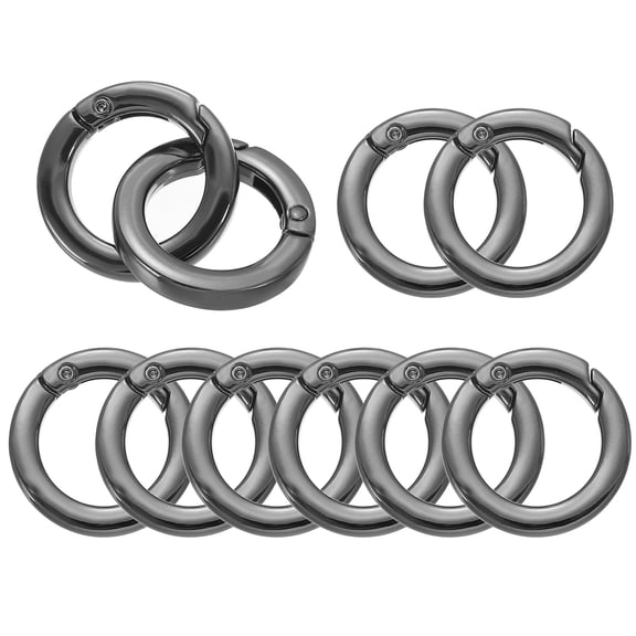 Uxcell 28mm OD Flat Trigger Spring O Rings Round Clasp Clip Snap Spring Keyrings Black 10 Pack