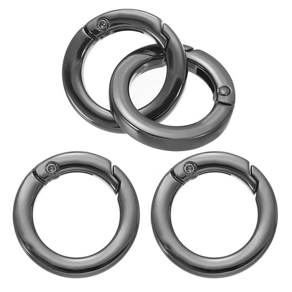 Uxcell 28mm OD Flat Trigger Spring O Rings Round Clasp Clip Snap Spring Keyrings Black 4 Pack