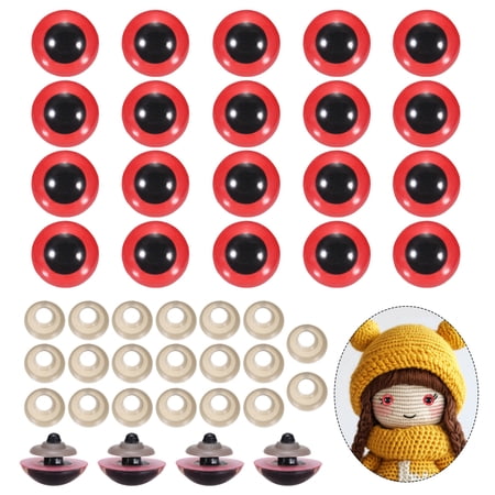 Uxcell 28mm Safety Eyes, 20Pcs Realistic Doll Crocheting Safety Eyes with Washers for Decor Crochet Accessories Dolls Craft Halloween, Red
