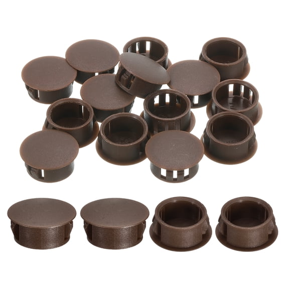 Uxcell 28pack 19mm(3/4")" Nylon Hole Plugs, Flush Type Panel Round Snap In Fastener Knockout Plugs, Brown