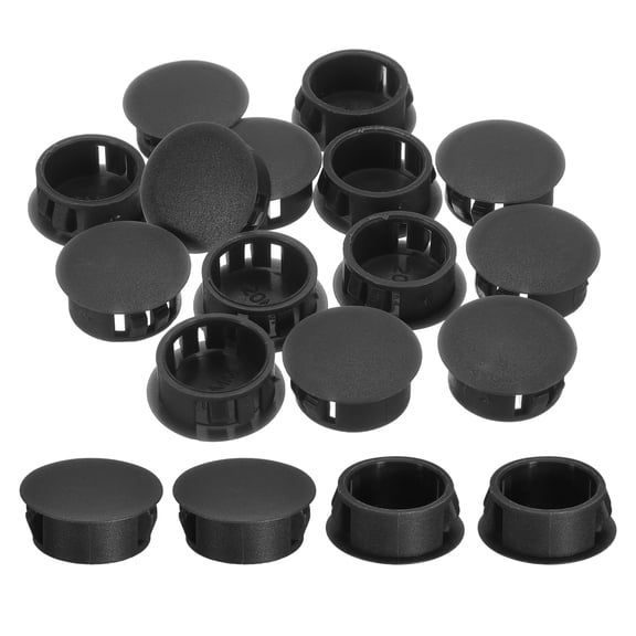 Uxcell 28pack 22mm(7/8")" Nylon Hole Plugs, Flush Type Panel Round Snap In Fastener Knockout Plugs, Black