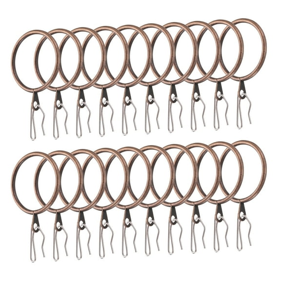 Uxcell 28pcs 1.5-Inch Metal Curtain Hook Rings Copper Curtain Rings with Pin-on Hooks