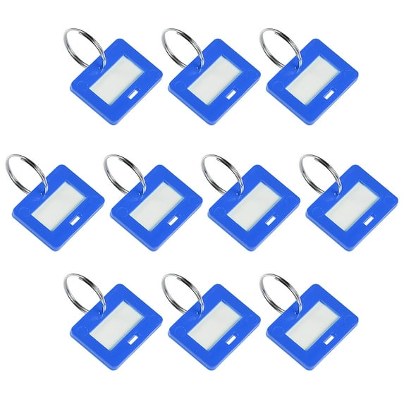 Uxcell 28x22mm Plastic Key Tags with Split Keyring Blue 10 Count