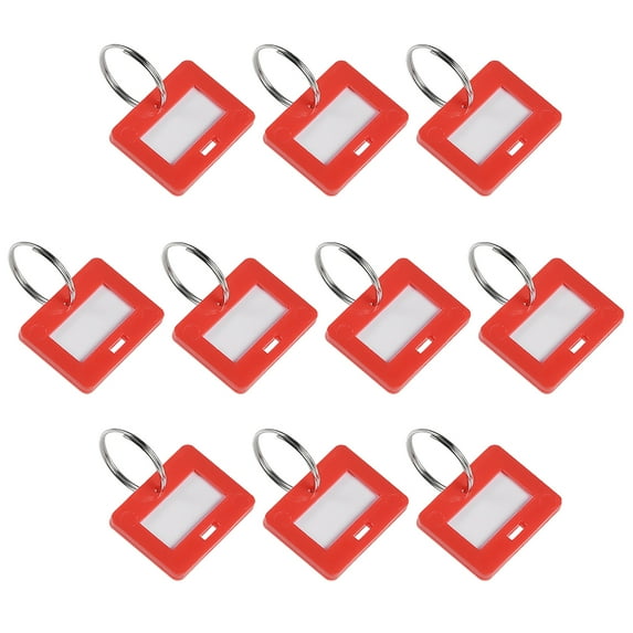 Uxcell 28x22mm Plastic Key Tags with Split Keyring Red 10 Count
