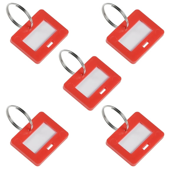 Uxcell 28x22mm Plastic Key Tags with Split Keyring Red 5 Count