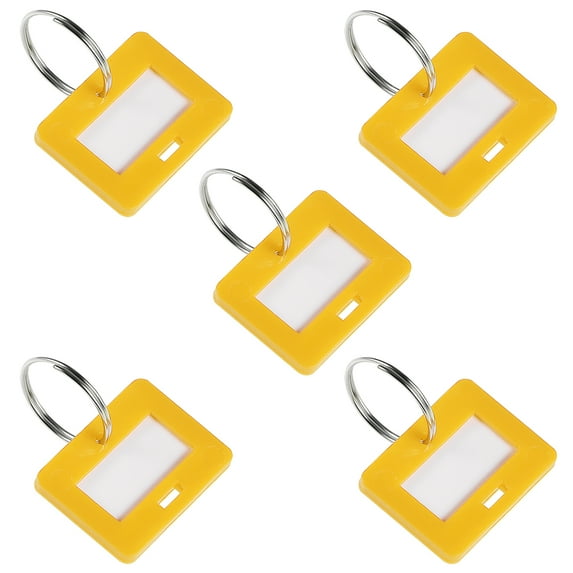 Uxcell 28x22mm Plastic Key Tags with Split Keyring Yellow 5 Count