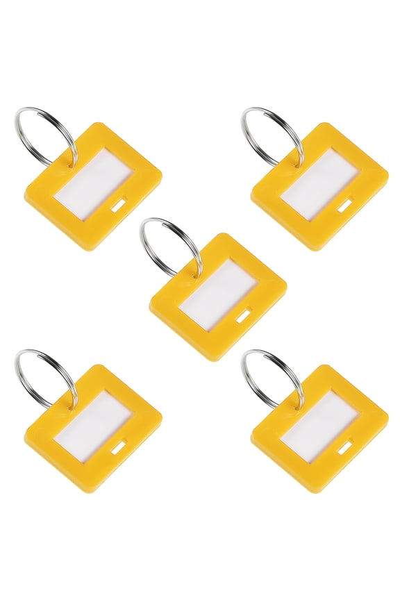 28x22mm Plastic Key Tags with Split Keyring Yellow 5 Count