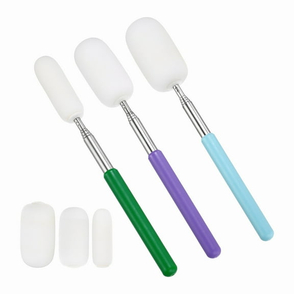 Uxcell 29.5" Telescoping Sponge Stick for Pottery, 3Pcs Retractable Ceramic Pottery Clay Sponge Tool for Removing Excess Water from Pottery, White/Blue/Purple/Green(0.79/1.18/1.57"W)