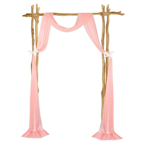 Uxcell 29.5'' x 20 ft Wedding Arch Draping Fabric Chiffon Sheer Drapery with Ribbons for Fixing Light Pink