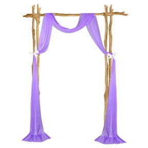 Uxcell 29.5'' x 20 ft Wedding Arch Draping Fabric Chiffon Sheer Drapery with Ribbons for Fixing Purple