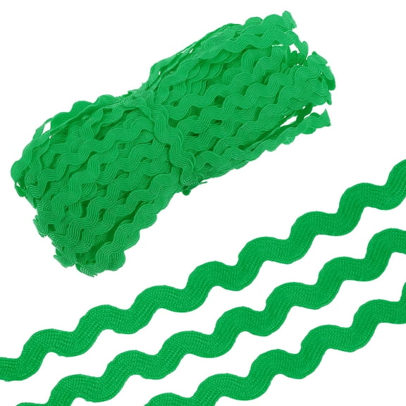 Uxcell 29.5Yard Wave Bending Fringe Trim 5mm Green Rick Rack Trim Lace Ribbon RIC Rac Trim Polypropylene Fabric