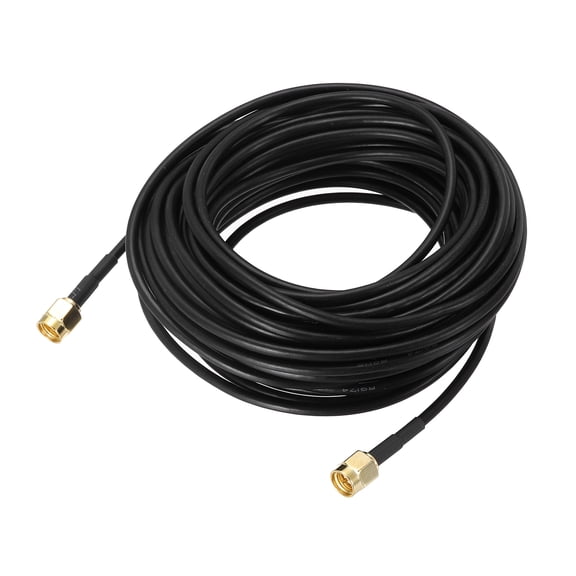 Uxcell 29.5ft 50 ohm RG174 SMA Male to SMA Male Coaxial Cable Plastic Black 1pcs