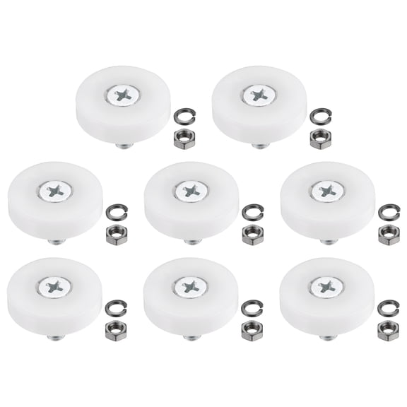 Uxcell 29mm Drawer Rollers, Nylon Positioning Pulleys with Spring Washer and Nut, White 8 Set