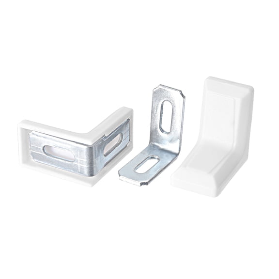 Uxcell 29mmx29mm Furniture Cupboard Shelf Corner Brace Plate Right Angle Bracket White 8Pcs