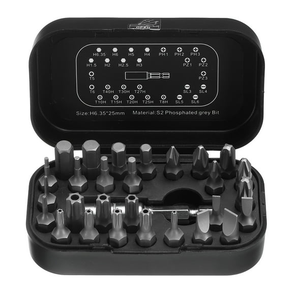 Uxcell 29pcs Screwdriver Bit Set 28mm Length S2 Steel Magnetic Phillips Slotted Hex Torx Drill Bits with Bit Holder for Electric Manual Screwdrivers Precision Repair