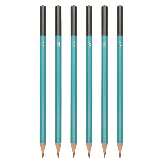Uxcell 2B Drawing Pencils for Sketching, 6PCS Sketch Pencils for Drawing Art Pencils Graphite Wood Pre-sharpened for Drawing Sketching Artist, Hexagonal, Black Refill, Green/Black Pole