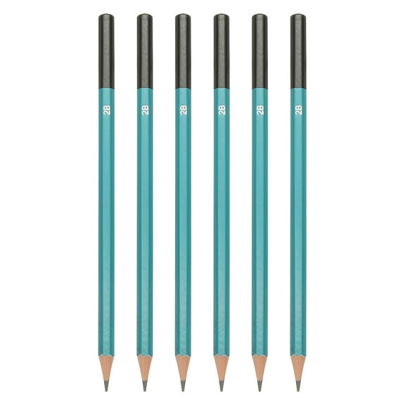 Uxcell 2B Drawing Pencils for Sketching, 6PCS Sketch Pencils for Drawing Art Pencils Graphite Wood Pre-sharpened for Drawing Sketching Artist, Hexagonal, Black Refill, Green/Black Pole