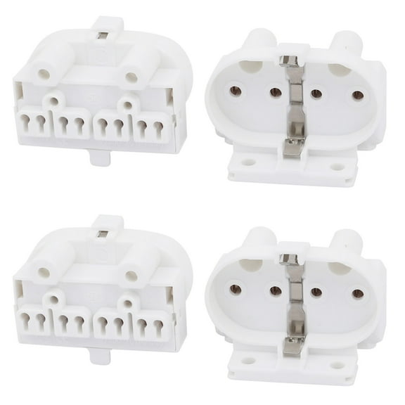 Uxcell 2G11 Lamp Holder, 4Pcs 4-pin Tube Socket Connector H Light Socket Base for Fluorescent or LED Tube Lamp, White