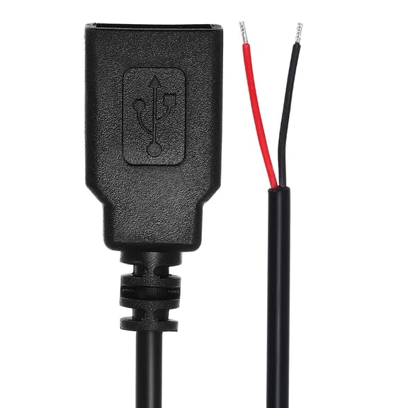 Uxcell 2M/6.6Ft USB A 2.0 Female Plug Bare Wire Pigtail Cable 22AWG 12V 3A for DIY Mouse Keyboard Fan Equipment 2Pcs