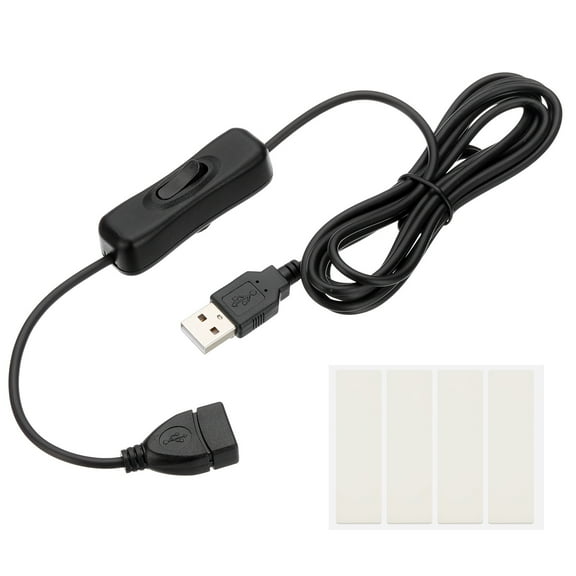 Uxcell 2M USB Cable with ON/Off Switch, 1 Pcs USB Male to Female Extension Cord for LED Desk Lamp, Black