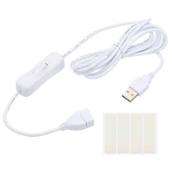 Uxcell 2M USB Cable with ON/Off Switch, 1 Pcs USB Male to Female Extension Cord for LED Desk Lamp, White