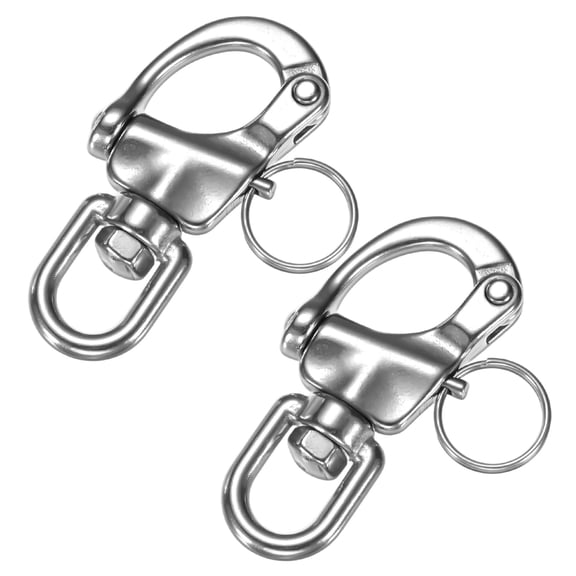 Uxcell 2PCS 70 mm 316 Stainless Steel Swivel Eye Snap Shackle 500KG Sailing Rigging/Camping/Marine