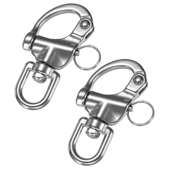 Uxcell 2PCS 87 mm 316 Stainless Steel Swivel Eye Snap Shackle 700KG Sailing Rigging/Camping/Marine